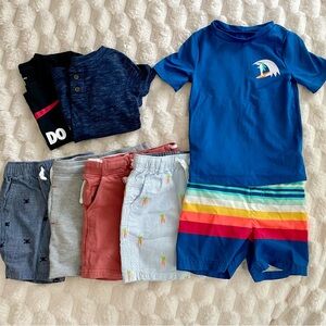 Little Boys size 2T clothing lot - 4 shorts, 2 tshirts, bathing suit/rashguard